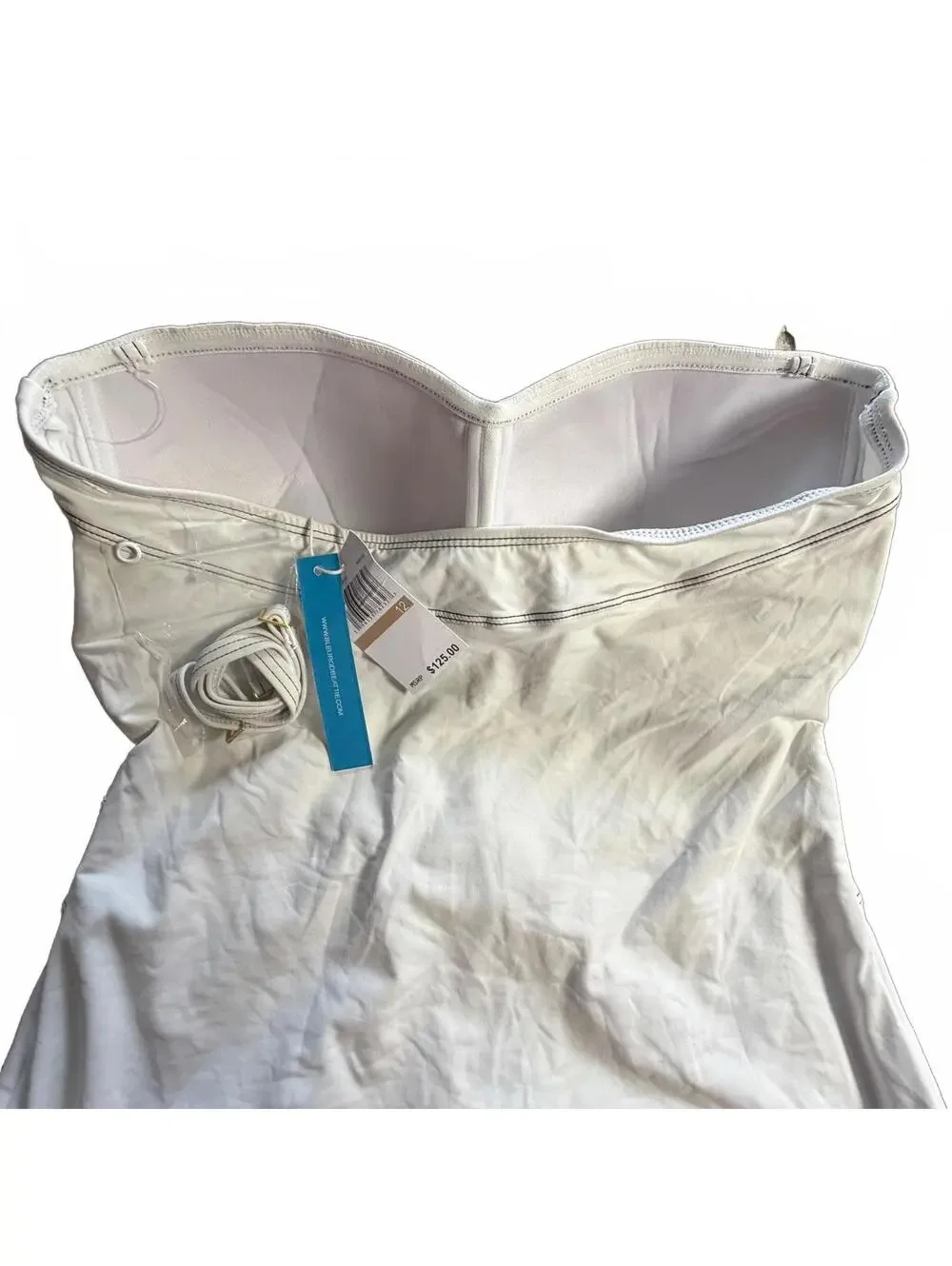 BLEU ROD BEATTIE size 12 white bandeau one piece strapless Bandeau Swimsuit NWT